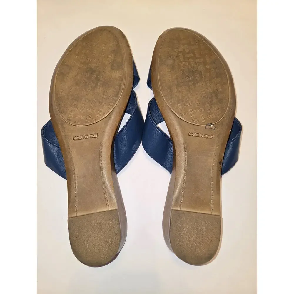 Italian Shoemakers US Womens Size 10 Navy Crossband Slide Sandals Floral Jewel